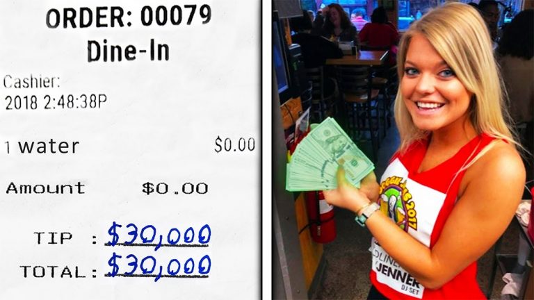 Tipping a Waitress $10,000 after ordering Water